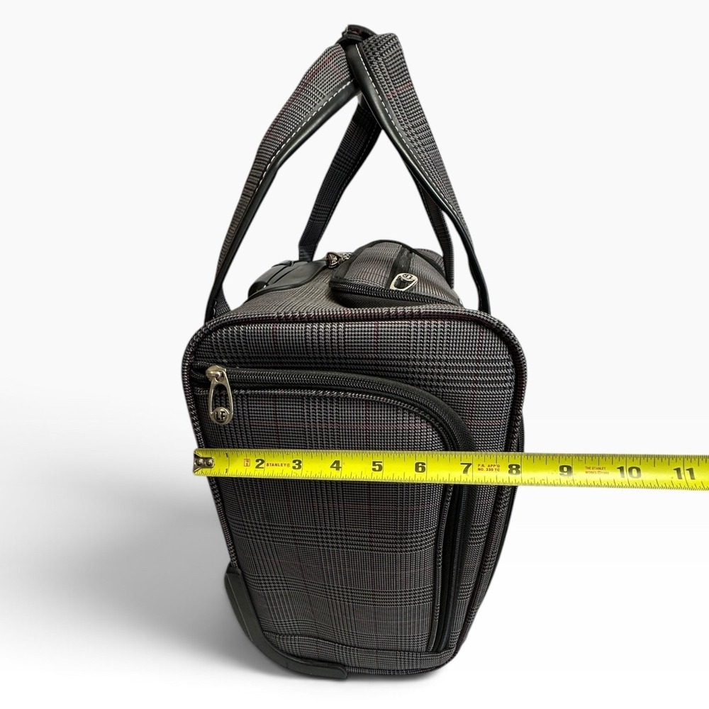 London Fog Devonshire 360UL Rolling Club Bag Unisex Carry On Grey Plaid CLEAN! - Picture 5 of 16